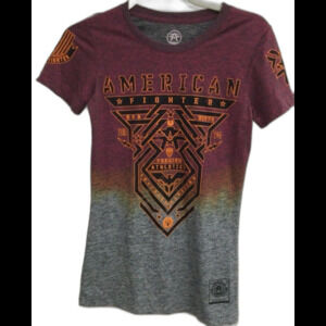 American Fighter T-Shirt Women's Size S/P Color Pink Gray Graphic Tee